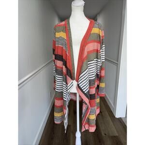 Dearcase Long Cardigan Lightweight Sweater Striped 2 XL Stretch Breathable